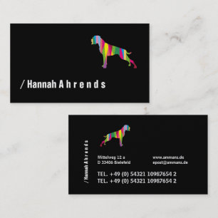 Cartão De Visita Silhueta de Boxer alemão minimalista preto