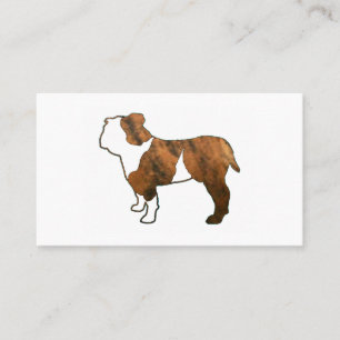 Cartão De Visita silhueta de bulldog vermelho brindle e branco