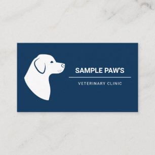 Cartão De Visita Silhueta de Cachorro Azul e Branco Minimalista Vet