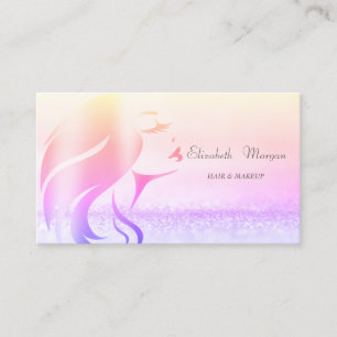 Cartão De Visita Silhueta de Menina com Bokeh Ombre Moderno e Elega