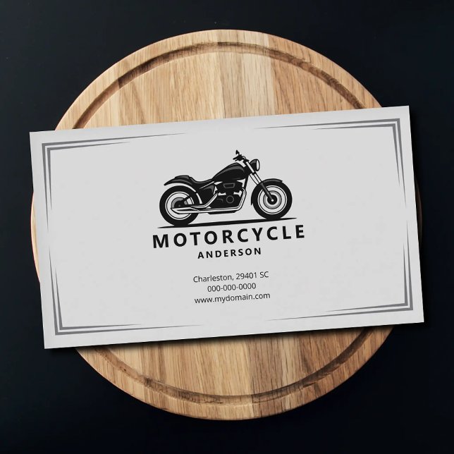 Cartão De Visita Silhueta de Motocicleta Preta Esbelta (Sleek Black Motorcycle Silhouette Business Card)