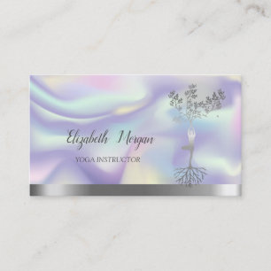 Cartão De Visita Silhueta Holográfica de Árvore Silver Mulheres