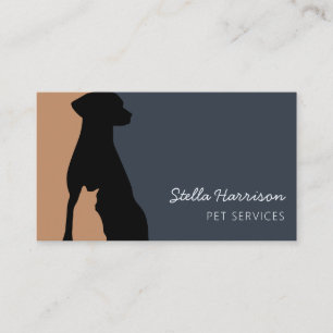 Cartão De Visita Silhueta Moderna de Cão Gato Pet Sitting