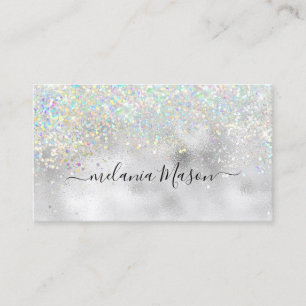 Cartão De Visita Silver Artista Holográfico Elegante de Maquiagem d