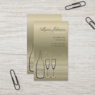 Cartão De Visita Silver Bubbles Champagne Cheers Chic Modern