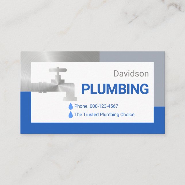 Cartão De Visita Silver Faucet Dripping Water Droplets (Frente)