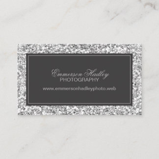 Cartão De Visita Silver Glam Faux Glitter