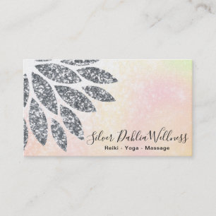 Cartão De Visita ~ Silver Glitter Dahlia Mandala Pastel Floral AP2