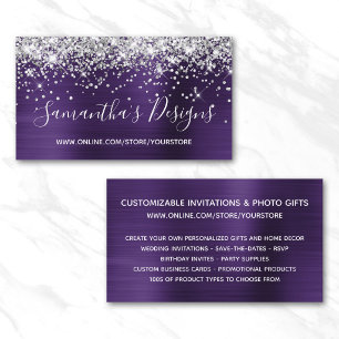 Cartão De Visita Silver Glitter Dark Violet Foil Online Store