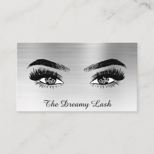 Cartão De Visita *~* SILVER Glitter Lashes QR Brows Extensões (Frente)