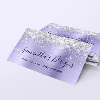 Cartão De Visita Silver Glitter Periwinkle Foil Online Store