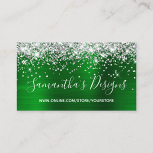 Cartão De Visita Silver Glitter Verde Brilhante Loja Online