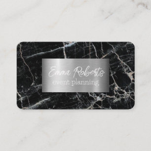 Cartão De Visita Silver Stone Marble Clássico Brilhando