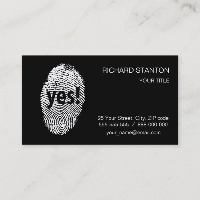 Cartão De Visita Sim: impressão de dedo (Frente)