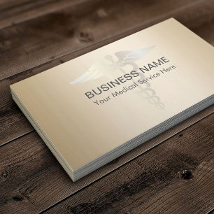 Cartão De Visita Símbolo Caduceus Médico Classe Profissional Dourad