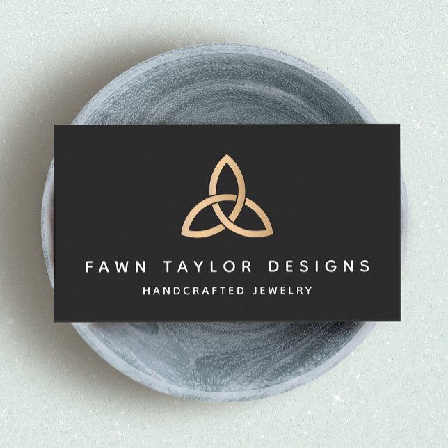 Cartão De Visita Símbolo Celta do Nó de Trindade Dourada (Criador carregado)