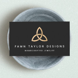 Cartão De Visita Símbolo Celta do Nó de Trindade Dourada