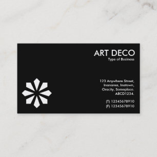 Cartão De Visita Símbolo da Flor de Art Deco - Preto