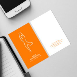 Cartão De Visita Símbolo de Arte de Linha Yoga Vrksasana em Laranja