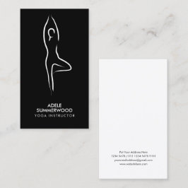 Cartão De Visita Símbolo de arte linear Yoga Vrksasana em preto