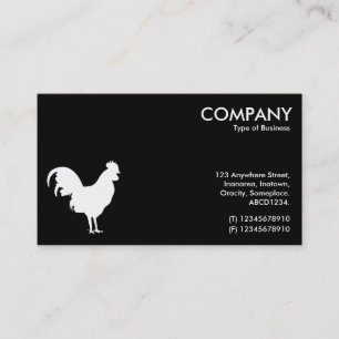 Cartão De Visita Símbolo de Cockerel - Branco sobre Preto