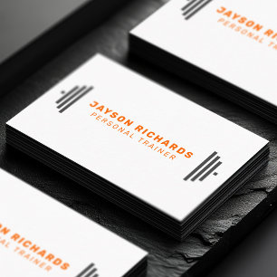 Cartão De Visita Símbolo de Haltere de Academia Laranja/Cinza Trein