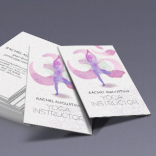 Cartão De Visita Símbolo de Meditação de Yoga de Aquarela Elegante