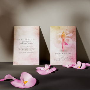 Cartão De Visita Símbolo de Meditação de Yoga de Aquarela Elegante