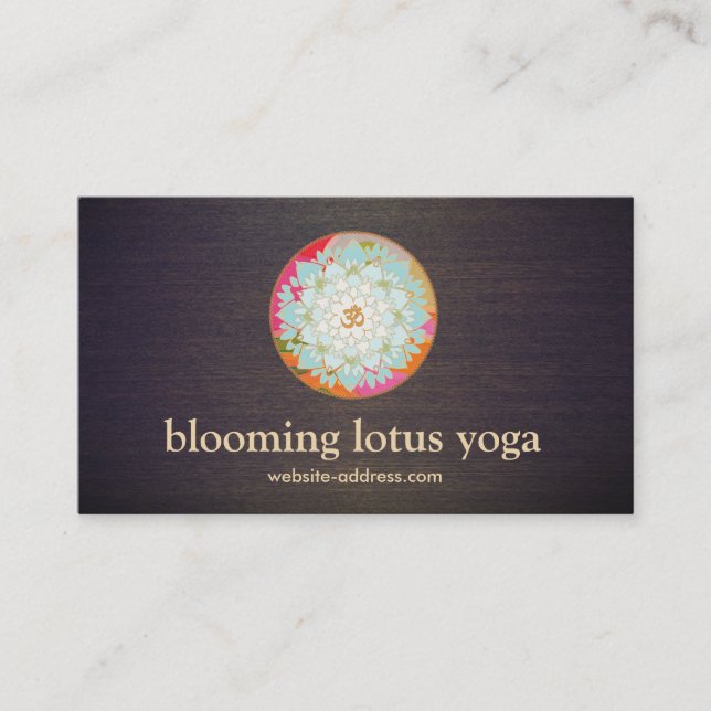 Cartão De Visita Símbolo de Om e Lotus Instrutor Yoga (Frente)