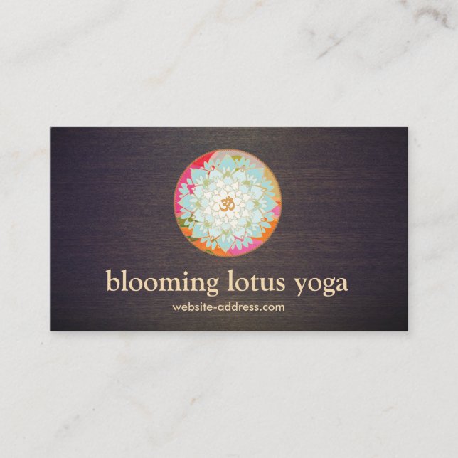Cartão De Visita Símbolo de Om e Lotus Instrutor Yoga (Frente)