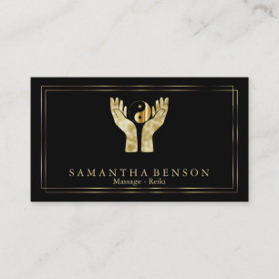 Cartão De Visita Símbolo de Yin Yang das Mãos Reparadas Elegantes