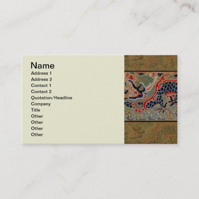 Cartão De Visita Símbolo Dragão Chinês Antiquado Asiático (Frente)