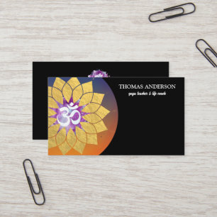 Cartão De Visita Símbolo MF Personalizado Moderno Lotus Mandala Art