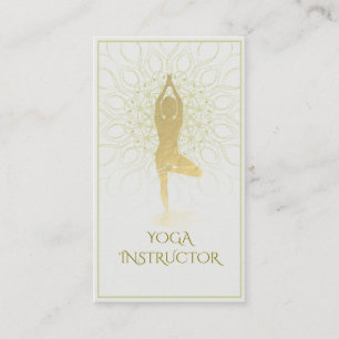 Cartão De Visita Símbolo Om da Meditação Yoga Floral de Gold Foil M