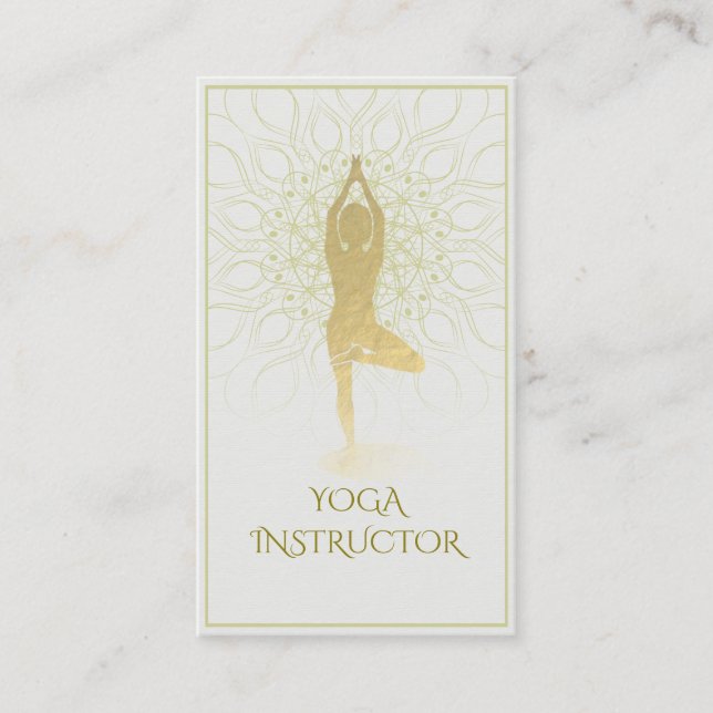 Cartão De Visita Símbolo Om da Meditação Yoga Floral de Gold Foil M (Frente)