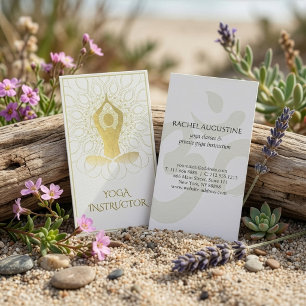 Cartão De Visita Símbolo Om da Meditação Yoga Floral de Gold Foil M