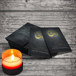 Cartão De Visita Símbolo Om de folha de ouro elegante & Yoga Mandal