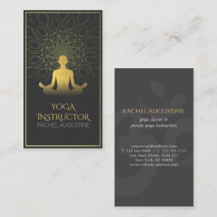Cartão De Visita Símbolo preto e Dourado da Meditação Yoga Mandala
