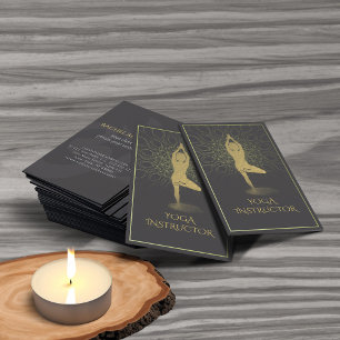 Cartão De Visita Símbolo preto e Dourado da Meditação Yoga Mandala