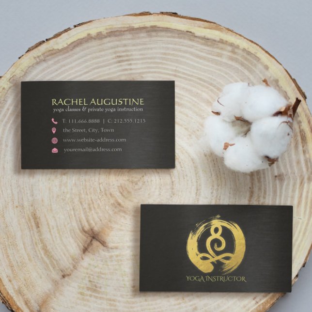 Cartão De Visita Símbolo ZEN da Meditação Yoga da Folha de Ouro (Criador carregado)