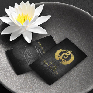 Cartão De Visita Símbolo ZEN da Meditação Yoga Dourada e Preta