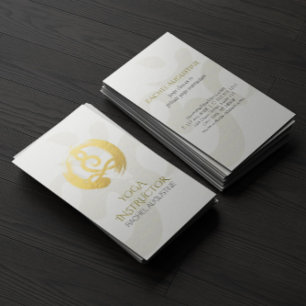 Cartão De Visita Símbolo ZEN de Meditação Yoga Dourada branca