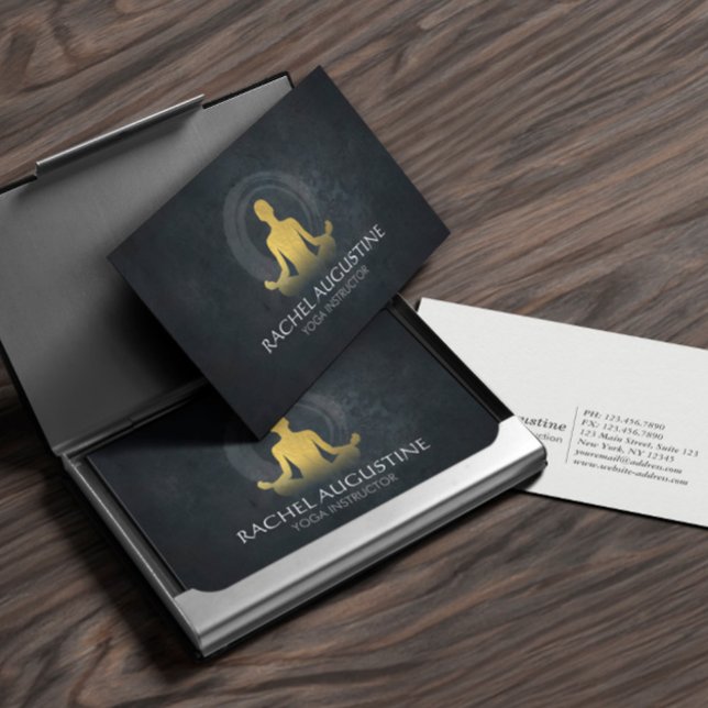 Cartão De Visita Símbolo ZEN do Instrutor de Meditação Yoga Preto e (Criador carregado)