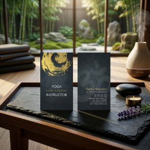 Cartão De Visita Símbolo ZEN Elegante Black & Dourado YOGA Brushstr