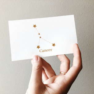 Cartão De Visita Símbolo Zodiac Moderno - Cancer Dourado  Elemento