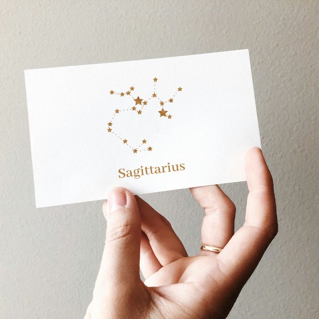 Cartão De Visita Símbolo Zodíaco Moderno Dourado Sagitário| Fogo El (Criador carregado)