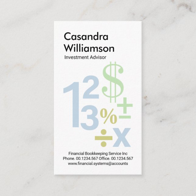 Cartão De Visita Símbolos Matemáticos de Números Flutuantes Criativ (Frente)