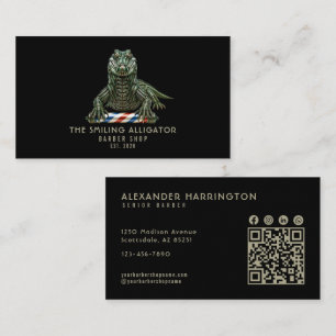Cartão De Visita Símbolos Sociais Código Qr Barbearia Moderna