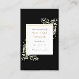 Cartão De Visita Simpatia funerária Memorial Greenery Cards de oraç
