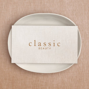 Cartão De Visita Simple Beauty Beige Linen Look